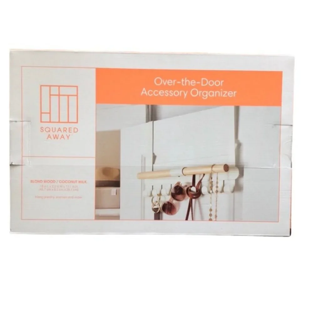 Squared Away Over-the-Door Accessory Organizer in Blond/Coconut Milk